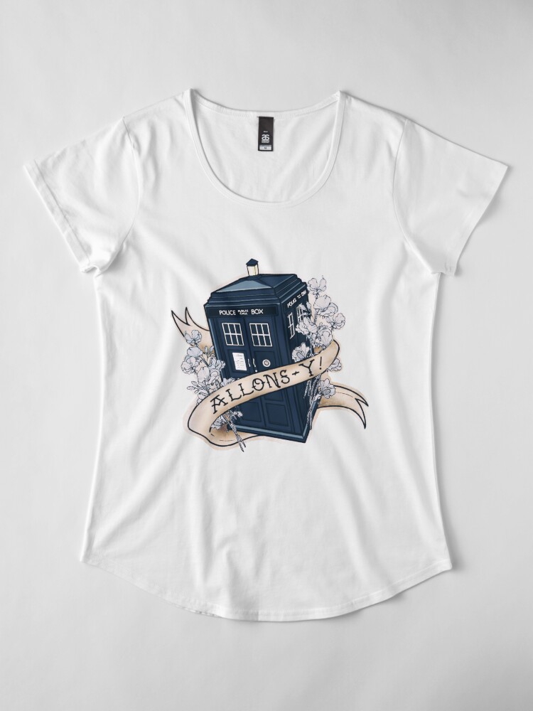 Alternate view of Allons-y! Premium Scoop T-Shirt