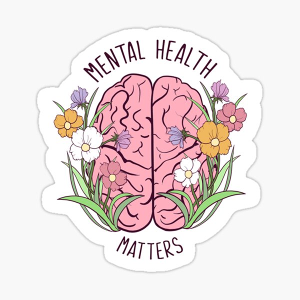 Mental Health Matters Floral Quote Art Sticker