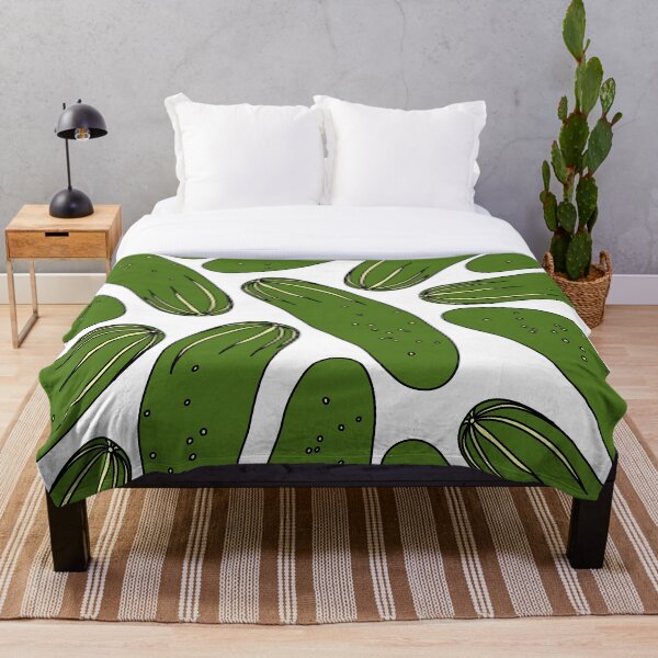 Green Pickles Cucumbers Throw Blanket