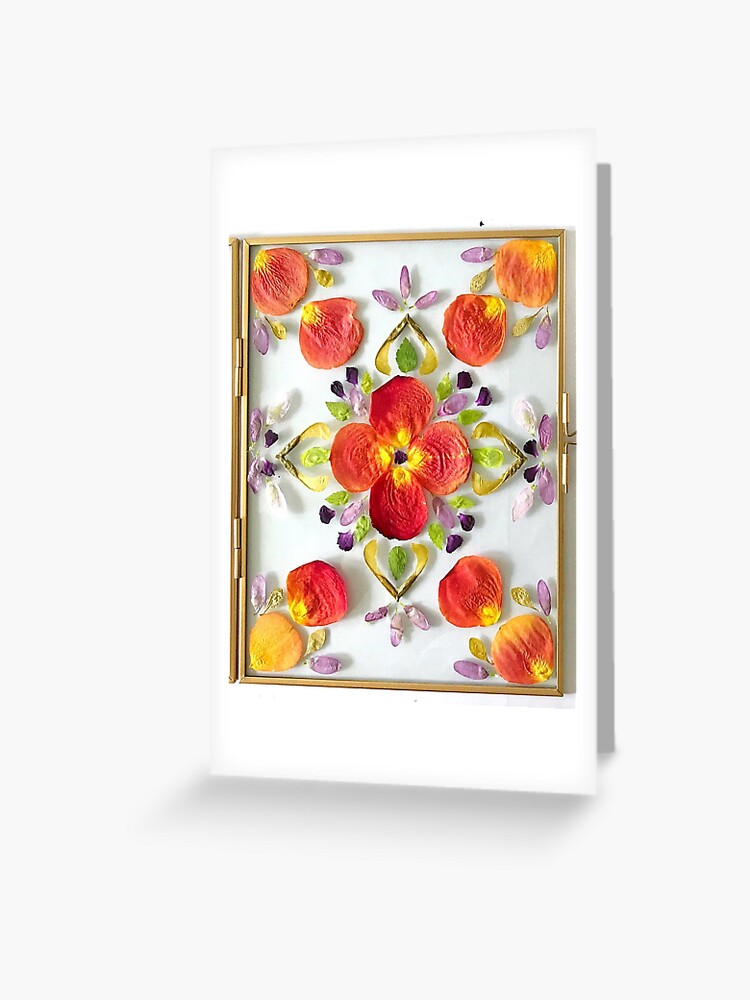Dried Flowers Still Life Mandala Arrangement in Glass Frame Greeting Card  for Sale by Anna Grunduls
