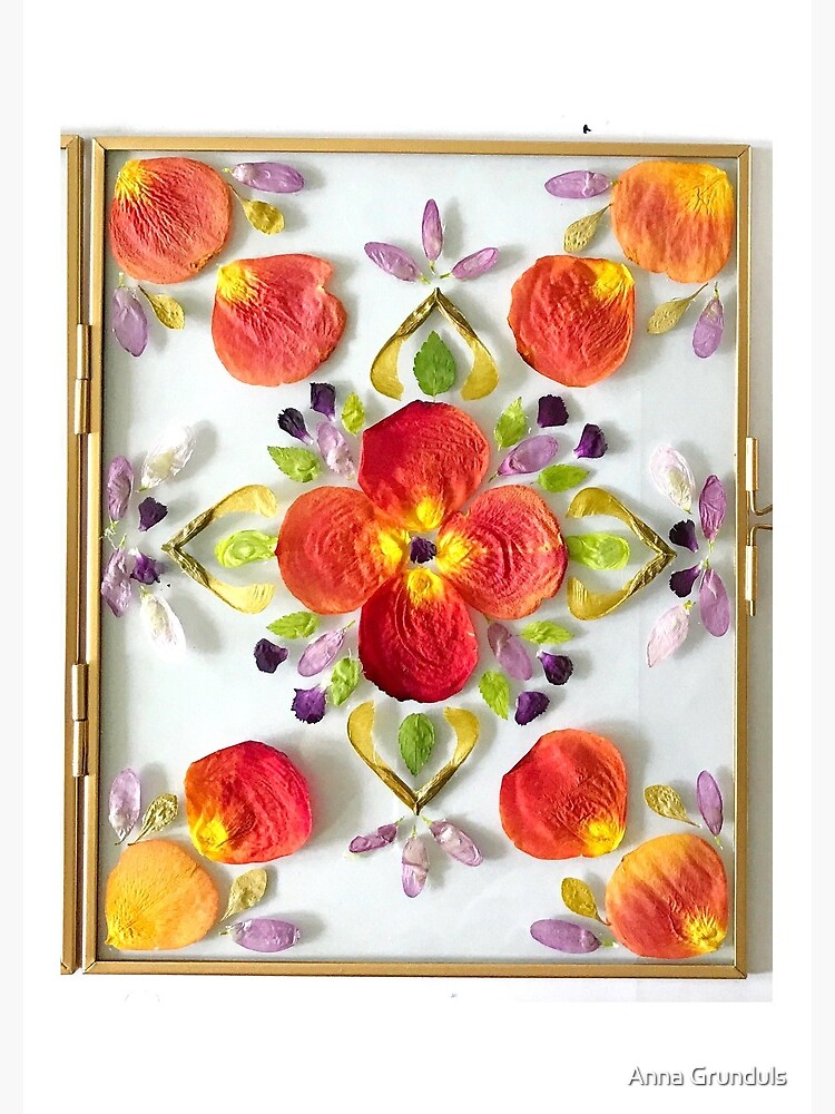 Dried Flowers Still Life Mandala Arrangement in Glass Frame