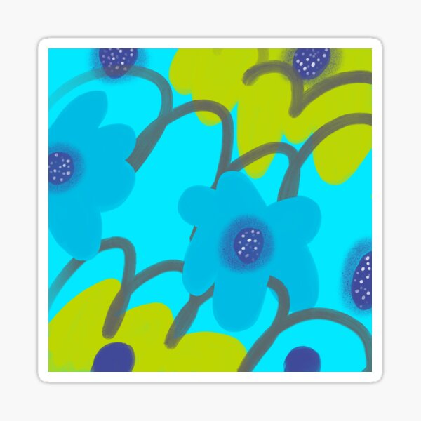 Big Blooms on Aqua Sticker