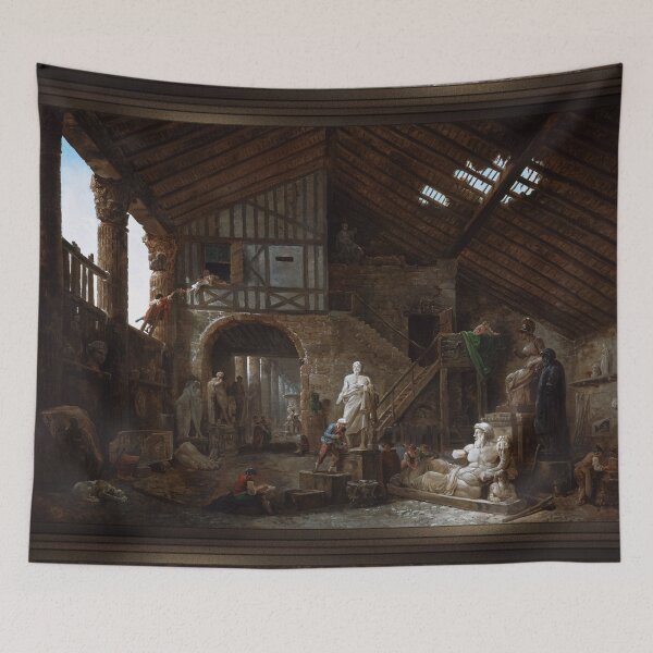 Item preview, Studio of an Antiquities Restorer in Rome by Hubert Robert - Old Masters Reproductions designed and sold by Xzendor7 Digital Art Creations.