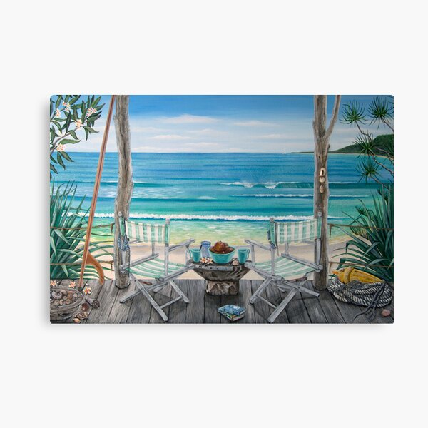 Cricket world cup Art signed Painting Beach canvas Australia ocean seascape