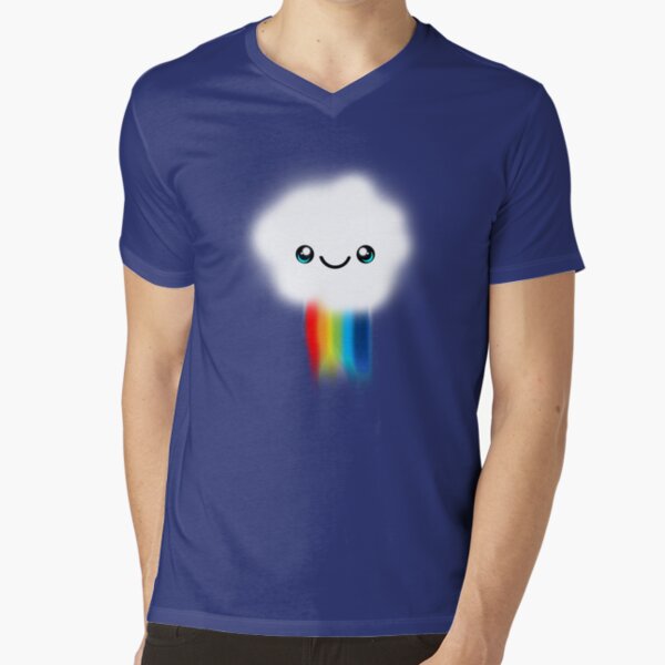 Happy Kawaii Rainbow Cloud V-Neck T-Shirt