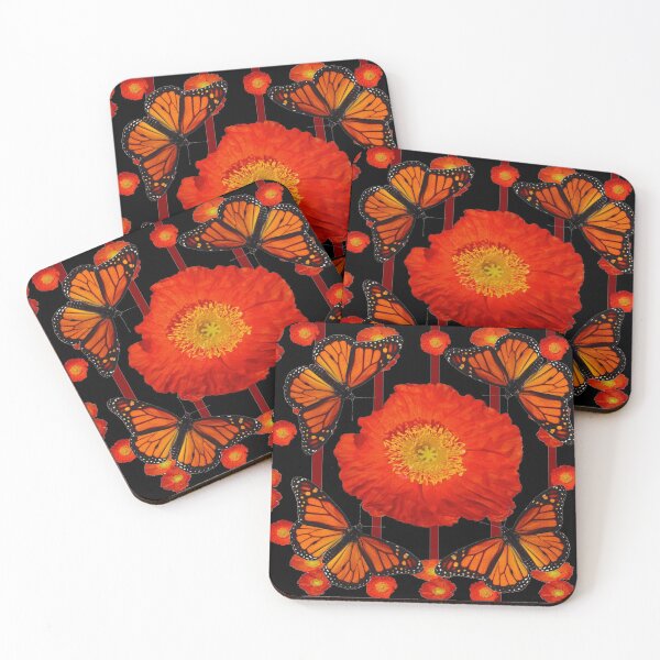 Item preview,  BUTTERFLIES &  POPPY FLOWER PATTERNS MODERN ART designed and sold by sharlesart.