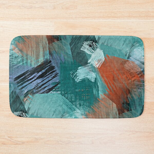 Item preview, Modern Teal Blue Mint Green Orange Brush Strokes Art Pattern designed and sold by LC Graphic Design Studio.