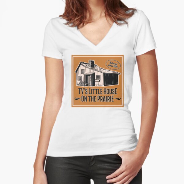 Petite Maison Prairie Contour Logo Noir T-shirt moulant col V