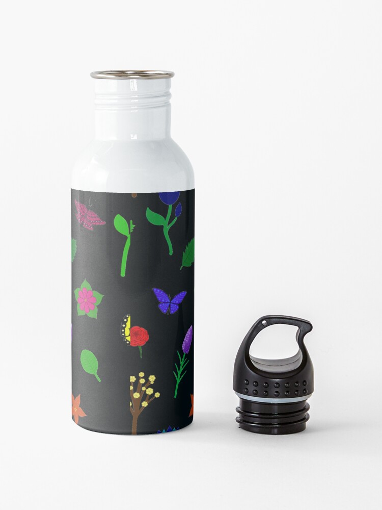 Alternate view of Scattered Flowers and Butterflies, no background Water Bottle