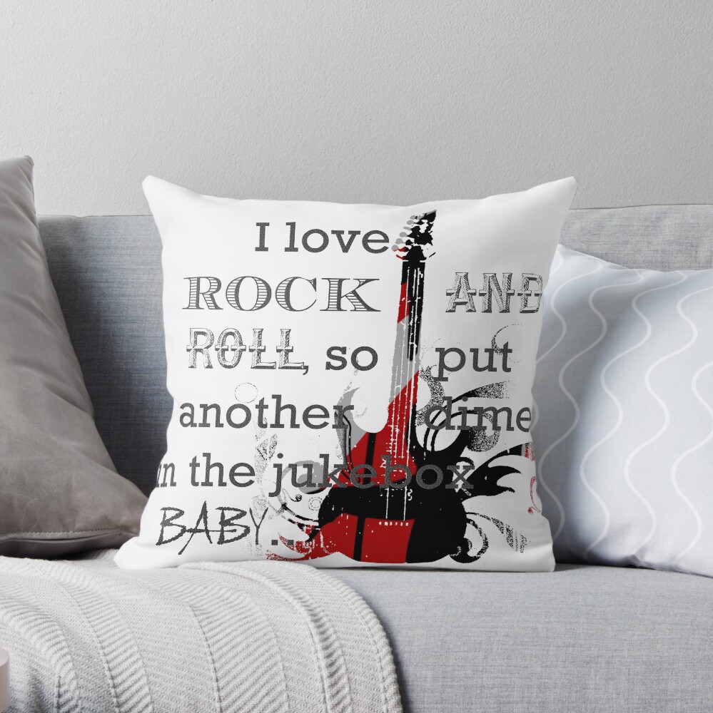 I Love Rock and Roll Throw Pillow