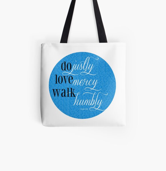 Do Justly | Micah 6:8 | Blue All Over Print Tote Bag