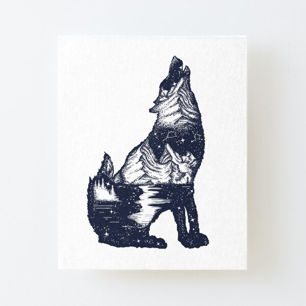 Wolf double exposure Canvas Mounted Print