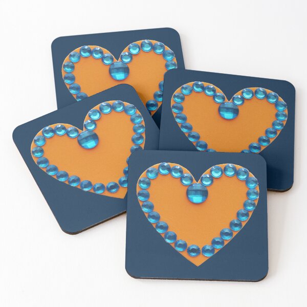Item preview, Orange Heart on Dark Blue Background designed and sold by KeksWorkroom.