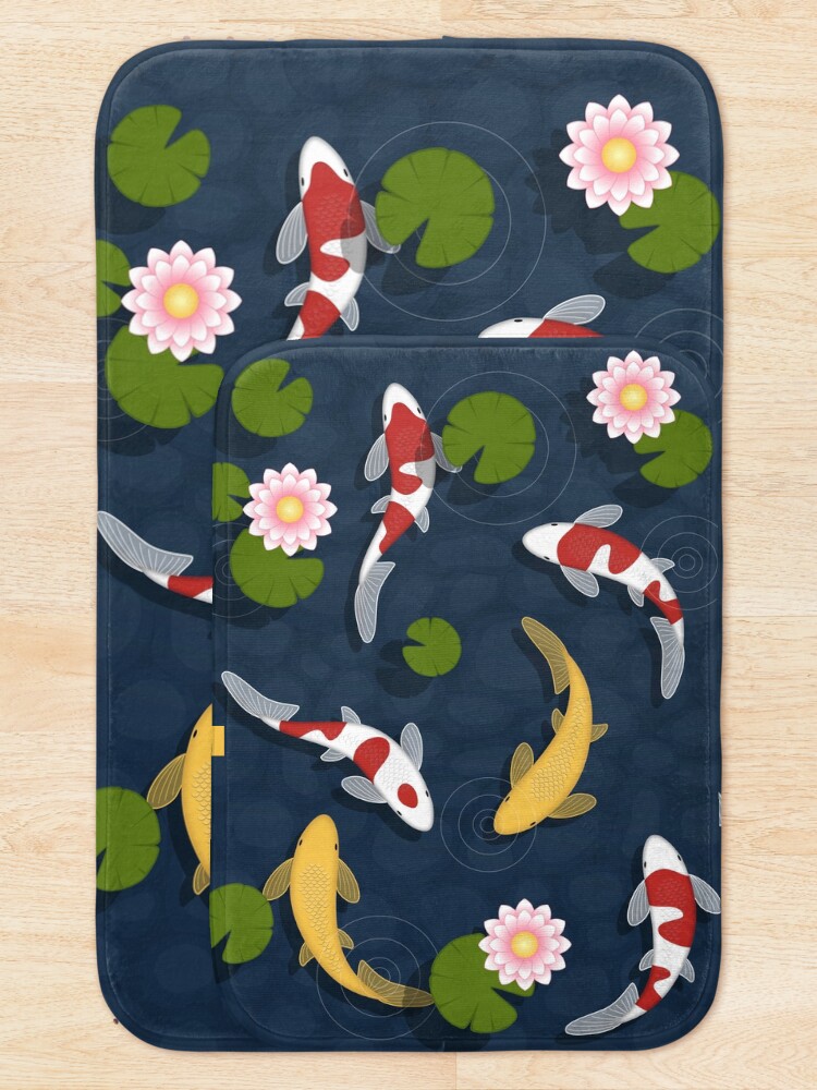 Alternate view of Japanese Koi Fish Pond Bath Mat