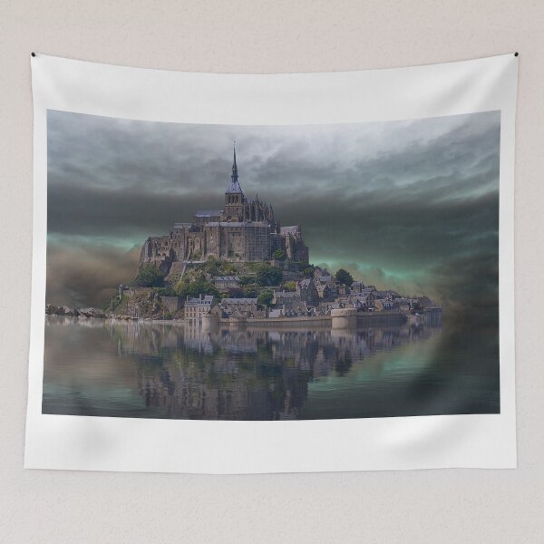Item preview, Landscape of towering medieval island castle designed and sold by PODLizardWizard.