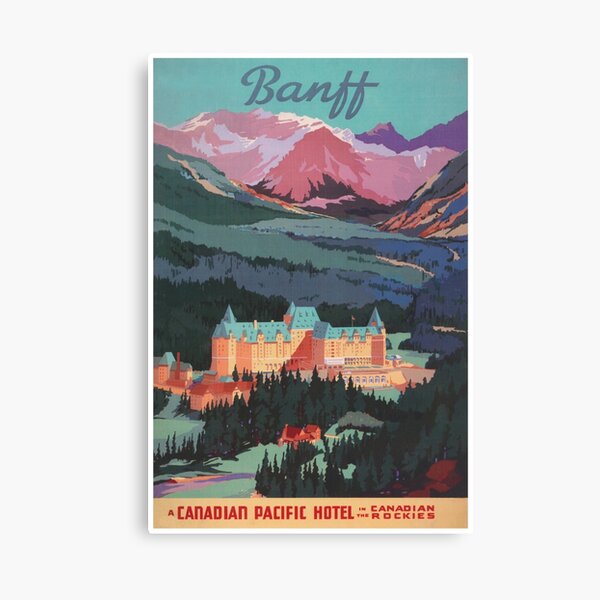 Item preview, Banff Canada Print, Banff Springs Hotel, Canadian Rockies Print, Vintage Travel Poster designed and sold by vintagevivian.
