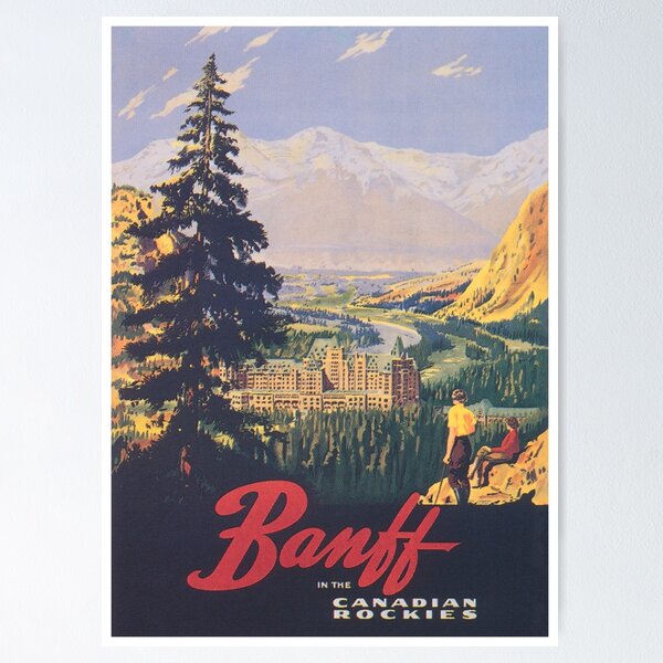 Artikel-Vorschau von Banff Kanada drucken, kanadische Rockies drucken, Vintage Kanada Travel Poster, designt und verkauft von vintagevivian.