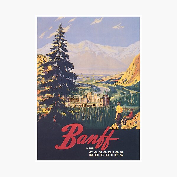 Item preview, Banff Canada Print, Canadian Rockies Print, Vintage Canada Travel Poster designed and sold by vintagevivian.