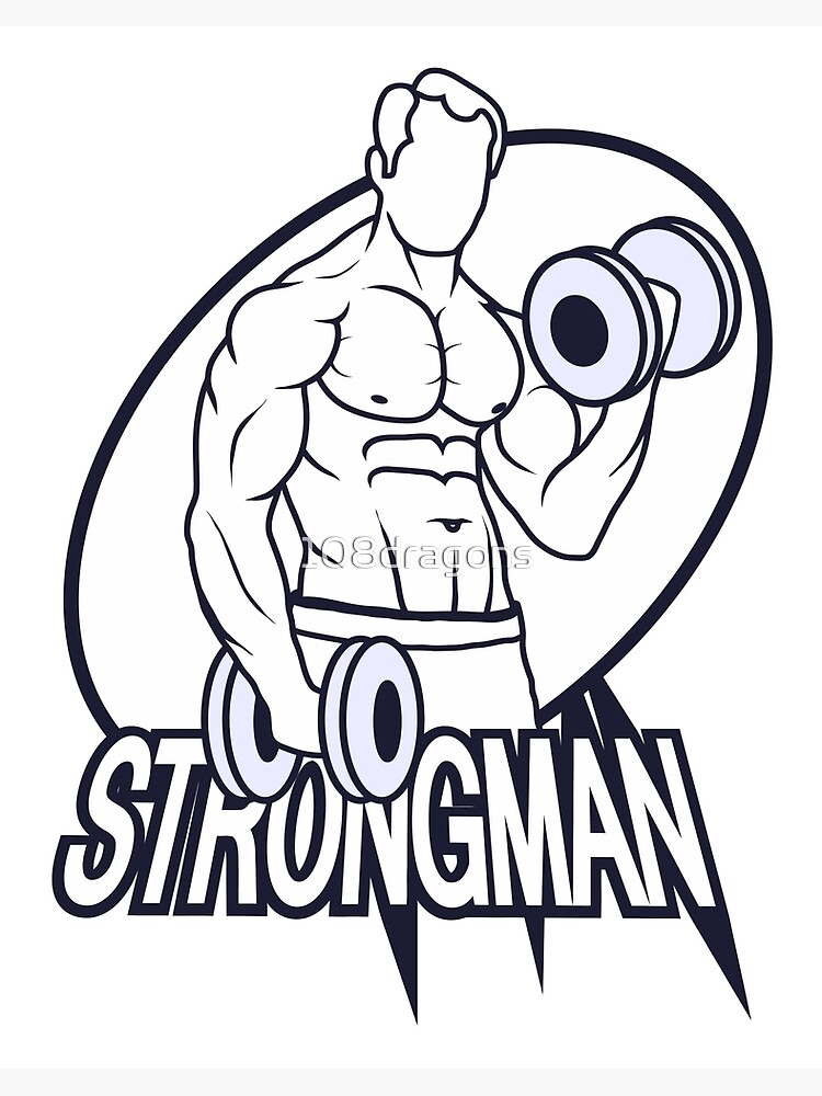 Strongman Dumbbell Curls Bodybuilder All Natural Physique Art Board Print By 108dragons Redbubble
