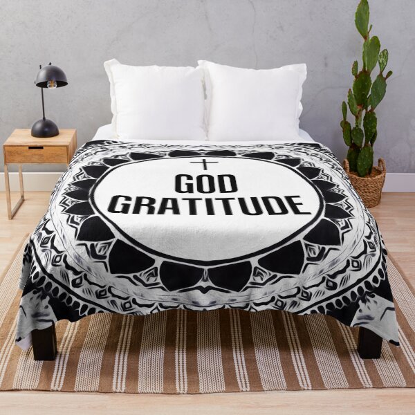 Item preview, Black & White 'God Gratitude' Mandala  designed and sold by TigaTiga.