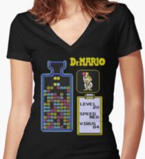 Dr.Mario NES Women's Fitted V-Neck T-Shirt
