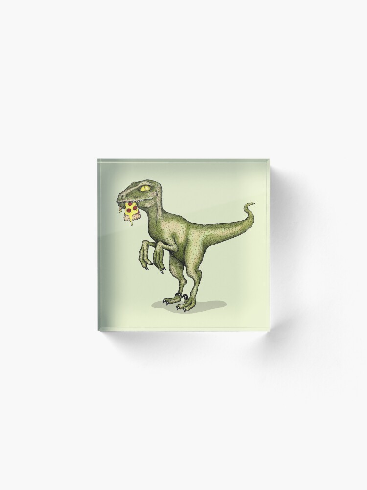 Alternate view of Raptor eating pizza Acrylic Block