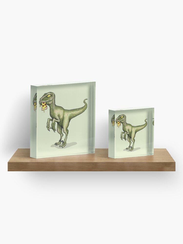 Alternate view of Raptor eating pizza Acrylic Block