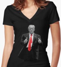 Donald Trump For President 2016 Thumbs Up Women's Fitted V-Neck T-Shirt