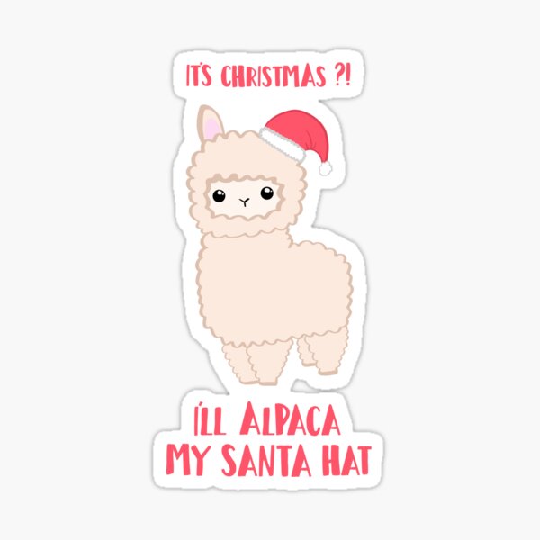 “Alpaca Santa Hat!” Sticker by JTBeginning-x | Redbubble