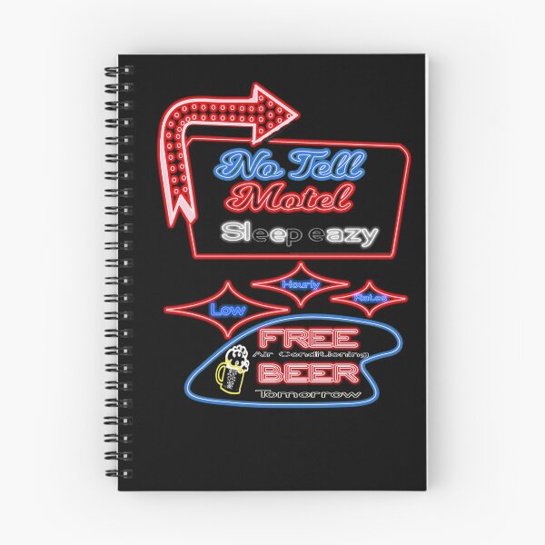 Item preview, No Tell Motel Sleazy Hotel Free Beer Hourly Rates Kitschy Neon Retro Sign Tee designed and sold by funnytshirtemp.