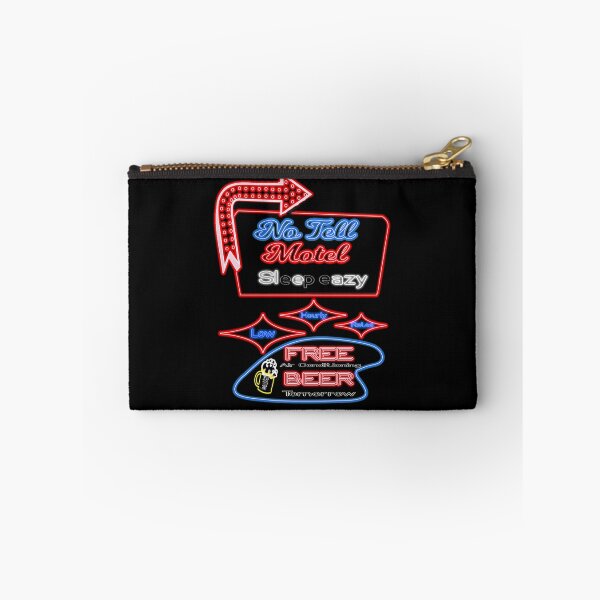 Item preview, No Tell Motel Sleazy Hotel Free Beer Hourly Rates Kitschy Neon Retro Sign Tee designed and sold by funnytshirtemp.