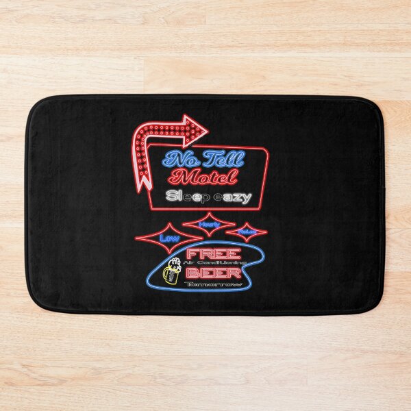 Item preview, No Tell Motel Sleazy Hotel Free Beer Hourly Rates Kitschy Neon Retro Sign Tee designed and sold by funnytshirtemp.