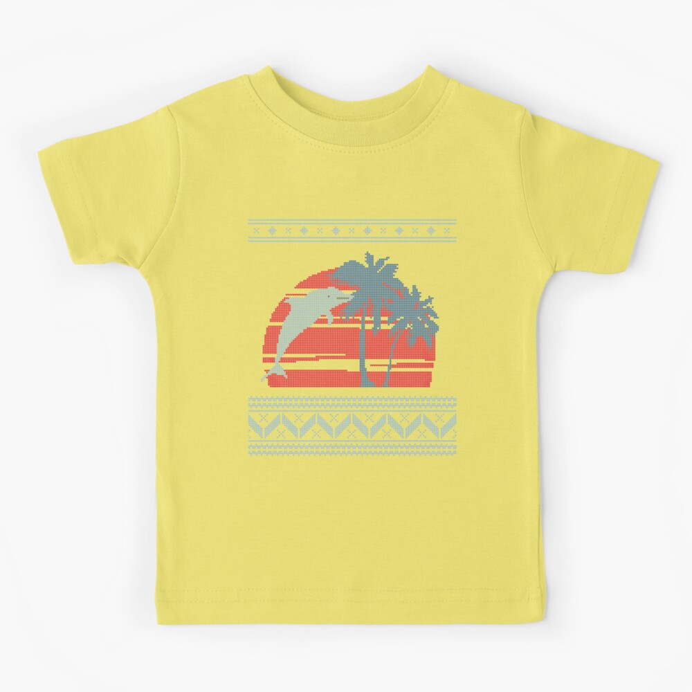 Blue and Red Palm Tree and Dolphin Ugly Christmas Sweater Design Kids  T-Shirt for Sale by Good-Find