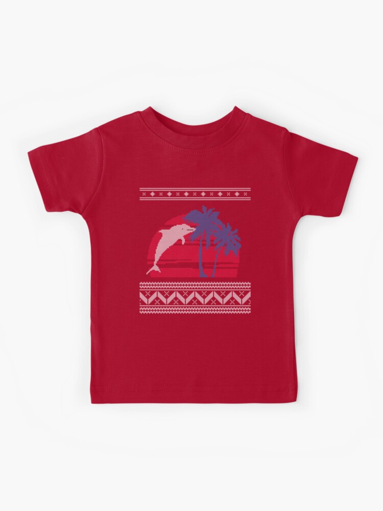 Blue and Red Palm Tree and Dolphin Ugly Christmas Sweater Design Kids T- Shirt for Sale by Good-Find