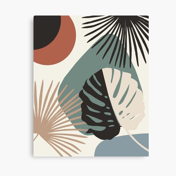 Minimal Yin Yang Monstera Fan Palm Finesse #1 #tropical #decor #art Canvas Print
