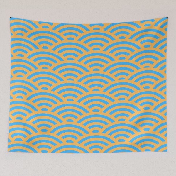 Item preview, Yellow and blue abstract curved mountains  designed and sold by Isha Dibua.