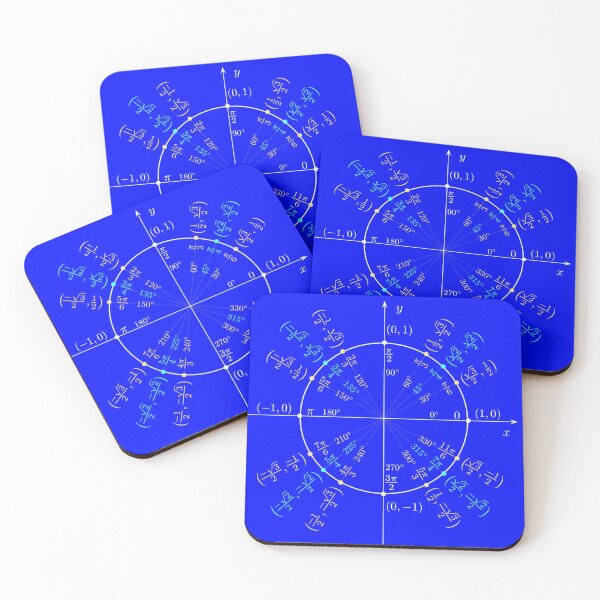 #UnitCircle, #Circle, #Trigonometry, #Sine, Trigonometric Functions, Cartesian Coordinate, System, Mathematics Coasters (Set of 4)