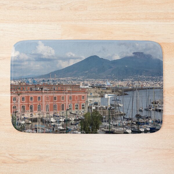 Item preview, Naples Italy Aerial Perspective - the Harbour and Mount Vesuvius designed and sold by Georgia Mizuleva.