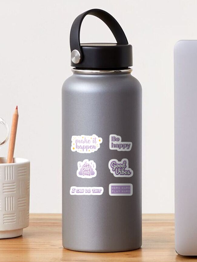 Purple hydro flask with hot sale stickers