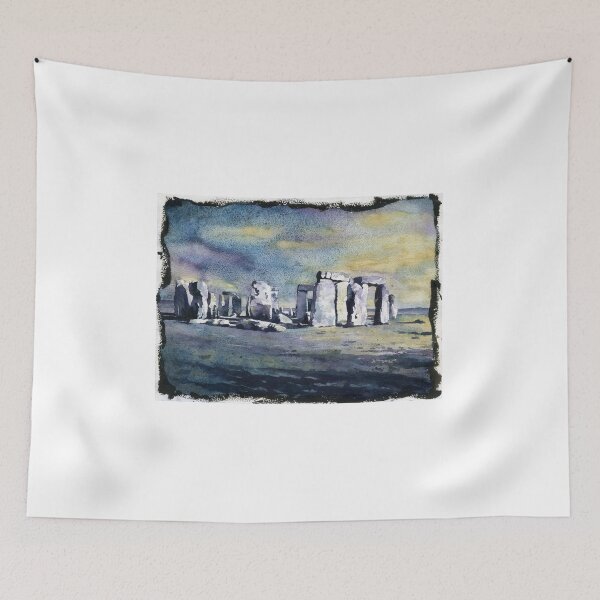 Item preview, Fine art watercolor painting of prehistoric monument of Stonehenge designed and sold by rfoxphoto.
