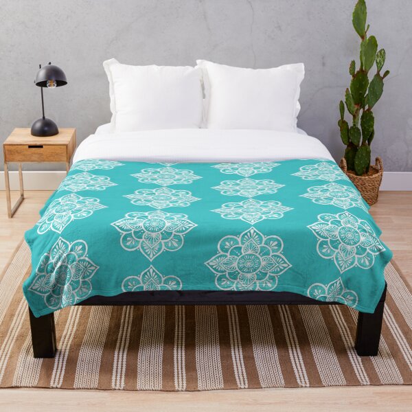 Item preview, Turquoise White Floral Mandala designed and sold by Sunfreestar.
