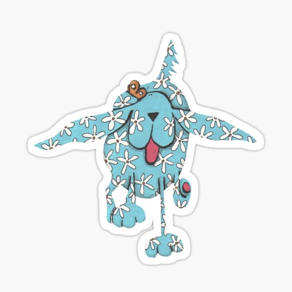 Blue Spaniel, Flying with Flowers! Sticker