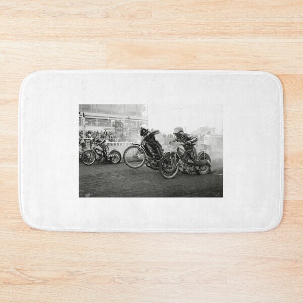 Item preview, Speedway bikes accelerating away at a race meet designed and sold by Richard Flint.