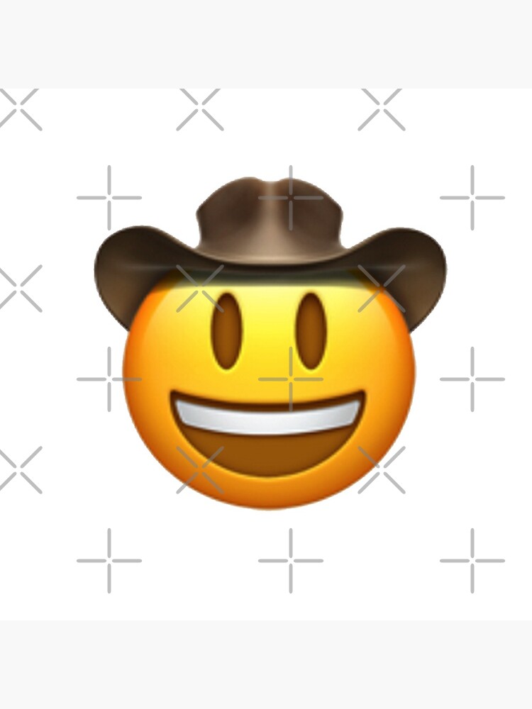 Cowgirl Emoji Wall Art Redbubble - crying laughing emoji roblox hat