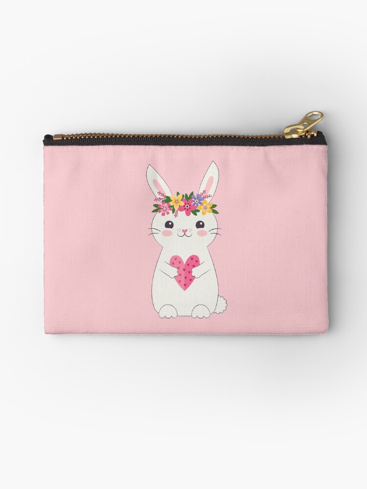 Thumbnail 1 of 4, Zipper Pouch, Love Bunny designed and sold by daisy-beatrice.