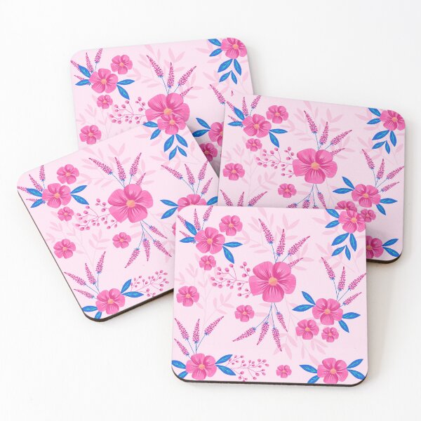 Artikelvorschau, Rosa und blaues Blumenmuster entworfen und verkauft von Katbydesign.