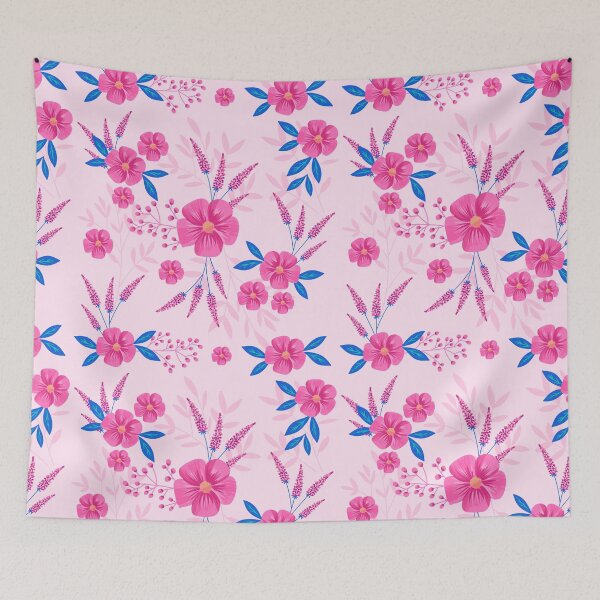 Item preview, Pink and blue flower pattern  designed and sold by Katbydesign.