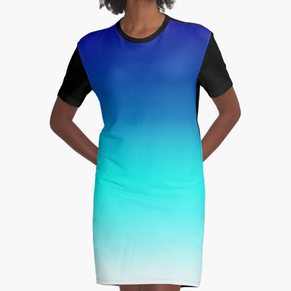 Caribbean Blue Gradient Colors Graphic T-Shirt Dress
