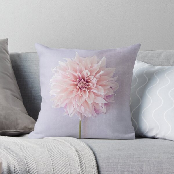 Cafe au Lait Dahlia in soft blush pinks Throw Pillow