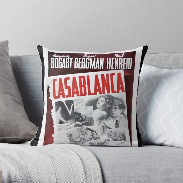 Vintage Casablanca Movie Poster Lithograph Wall Art Throw Pillow